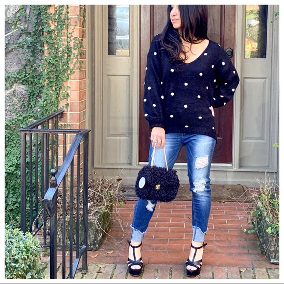 ✨LAST ✨PARIS✨Black polka dot light spring sweater - Picture 3 of 7